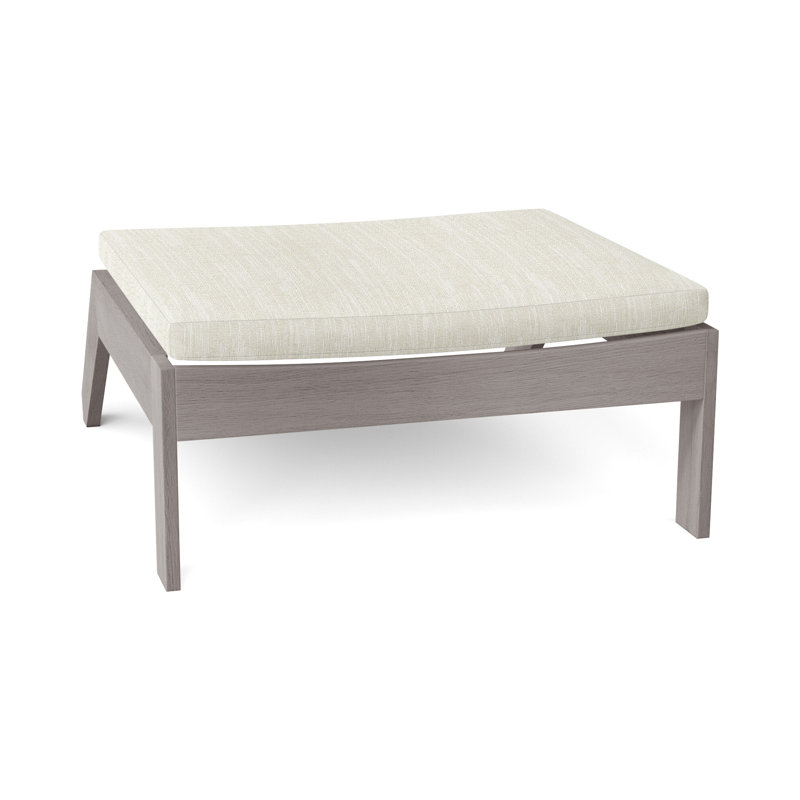 Repose-pieds Ashland en teck Adirondack - Huître, Pas de soudure, Huître teck, InsideOut® Rollo ‑ lin crème