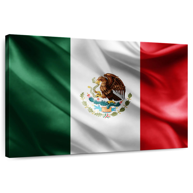 Borges Silk Mexican Flag, 34" H x 51" W