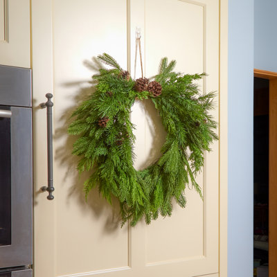 26" Natural Touch Mix Evergreen Heart Wreath