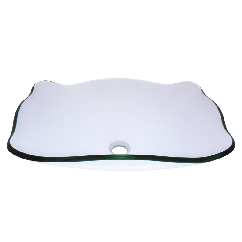 Novatto 15'' Glass Rectangular Bathroom Sink, Clear