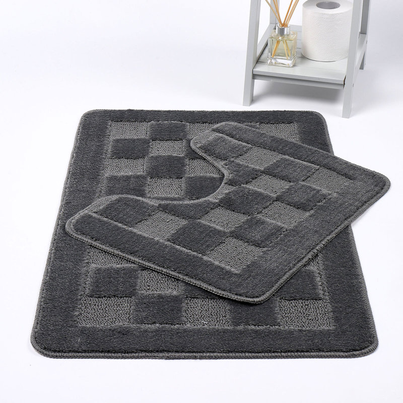 Emitte Polyester Blend Non-Slip Contour Mat, Grey