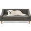 Lit pour chien élégant et gris foncé avec respirabilité d'accoudoirs moderne et irrégulière