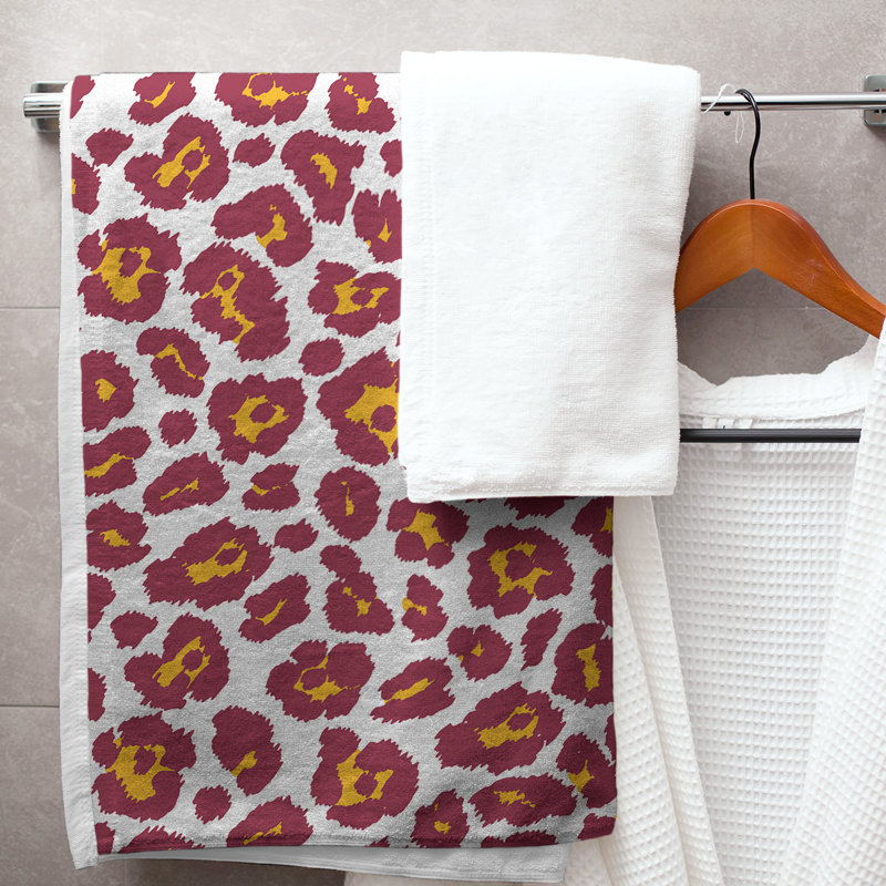 Serviette de bain Lucida, Blanc / jaune / rouge, Microfibre