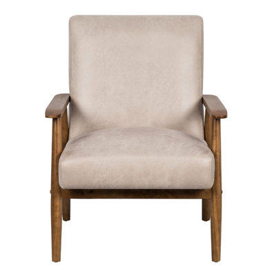 Myra Accent Armchair With Solid Wood Frame, Light Camel Microfiber