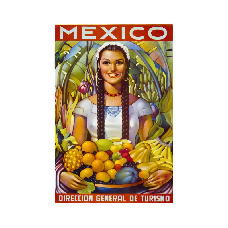 Mexique - impression d'art graphique, Toile tendue, H 18 po x l 12 po x 1,5 po
