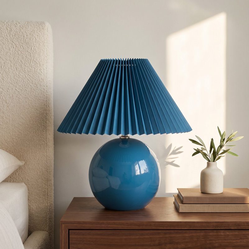 Carmel Ceramic Table Lamp, Blue, Blue