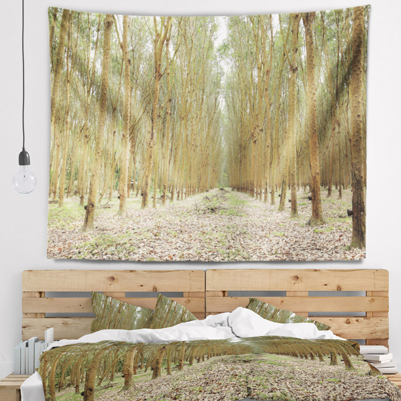 Tapisserie en caoutchouc avec arbres en caoutchouc, H 32 po x l 39 po