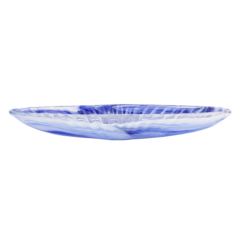 Long bol ovale en verre Onda, Cobalt