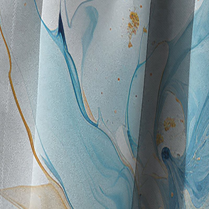 Bleu et blanc Glacier Charm II - rideau Shapes - rideau occultant abstrait - 1 panneaux, L 52 po x L 108 po