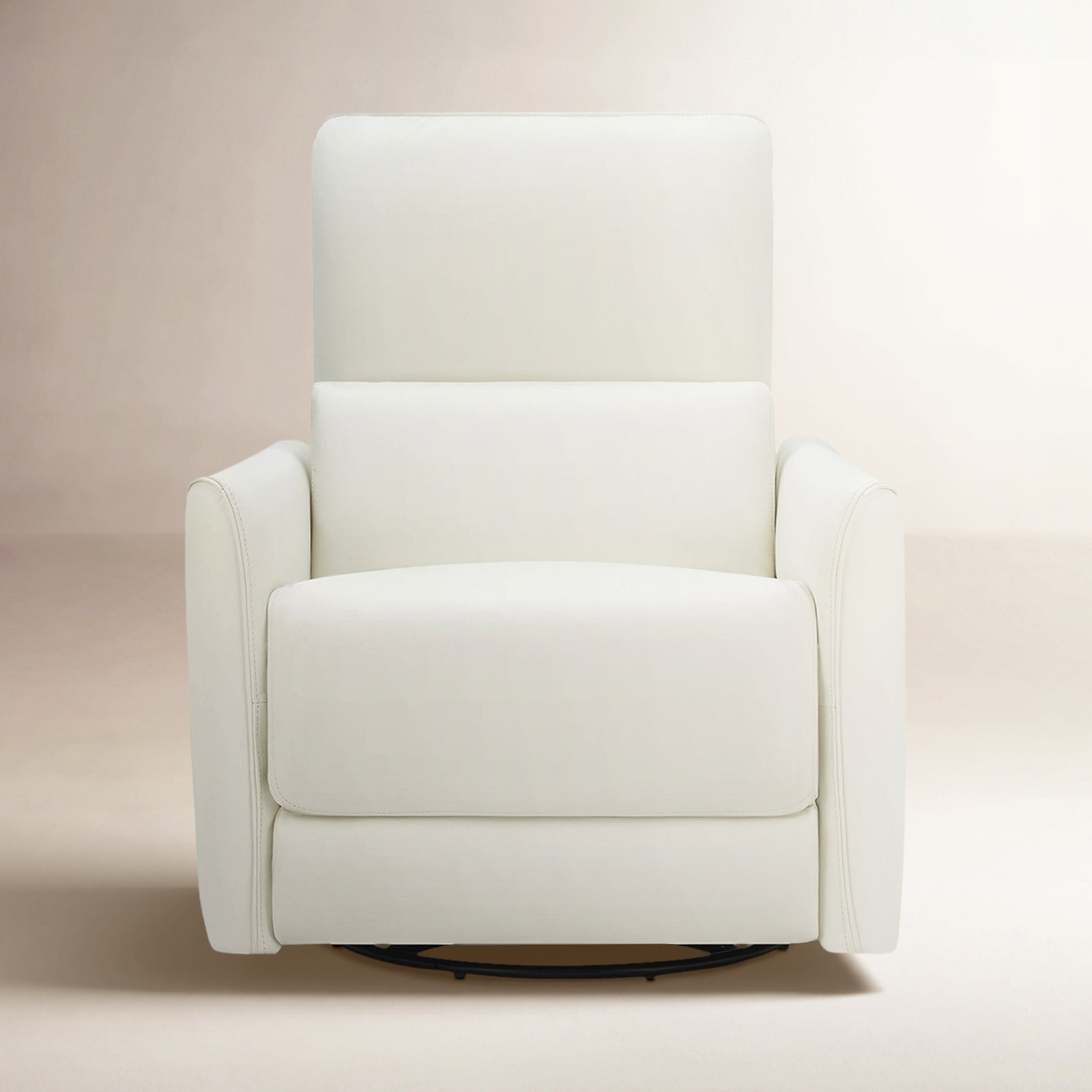 Santo 33" Genuine Leather Swivel Power Recliner, Impression White Top Grain Leather
