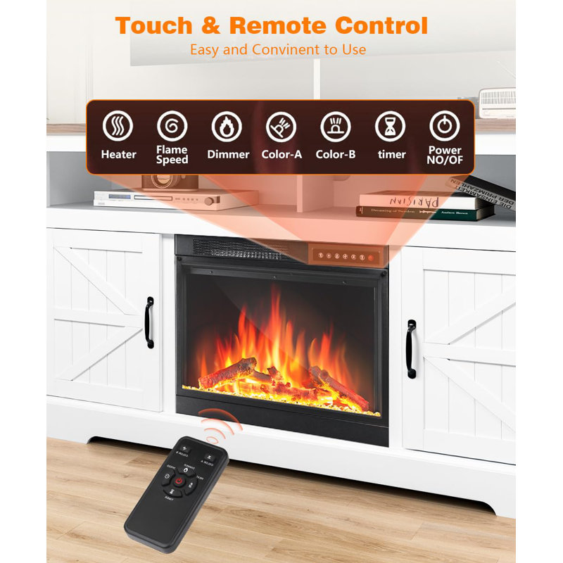  TV Stand for TVs up to 65" with Multifunction Electric Fireplace Included