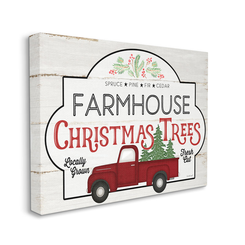 Enseigne rétro arbre de Noël rustique par Jennifer Pugh-impression d’art graphique, Toile tendue, H 24 po x l 30 po x 1,5 po