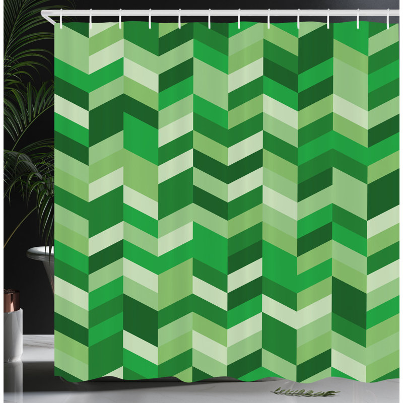 Ensemble de rideau de douche + crochets, H 75 po x l 69 po, Vert fougère