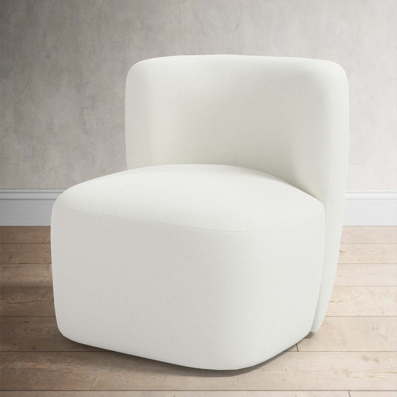 Mariza Upholstered Swivel Accent Chair, Zuma White Textured Linen