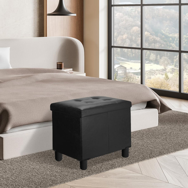 Repose-pieds cubique avec rangement 18 pouces, Noir