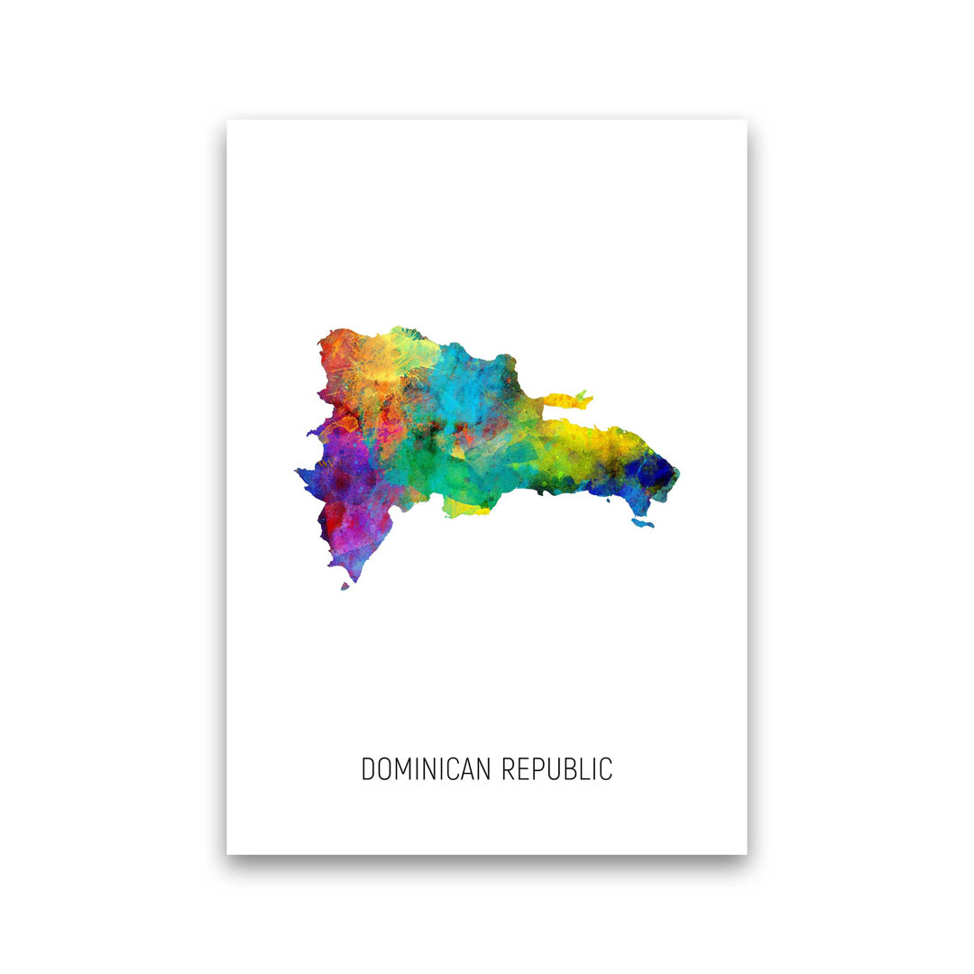 Dominican Republic Watercolour Map by Michael Tompsett - Print