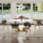 Rectangular Pedestal Dining Set with Modern Weaven Velvet Dininig Chair-821076844-821076816
