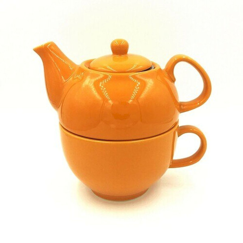Théière blanche avec tasse, Orange