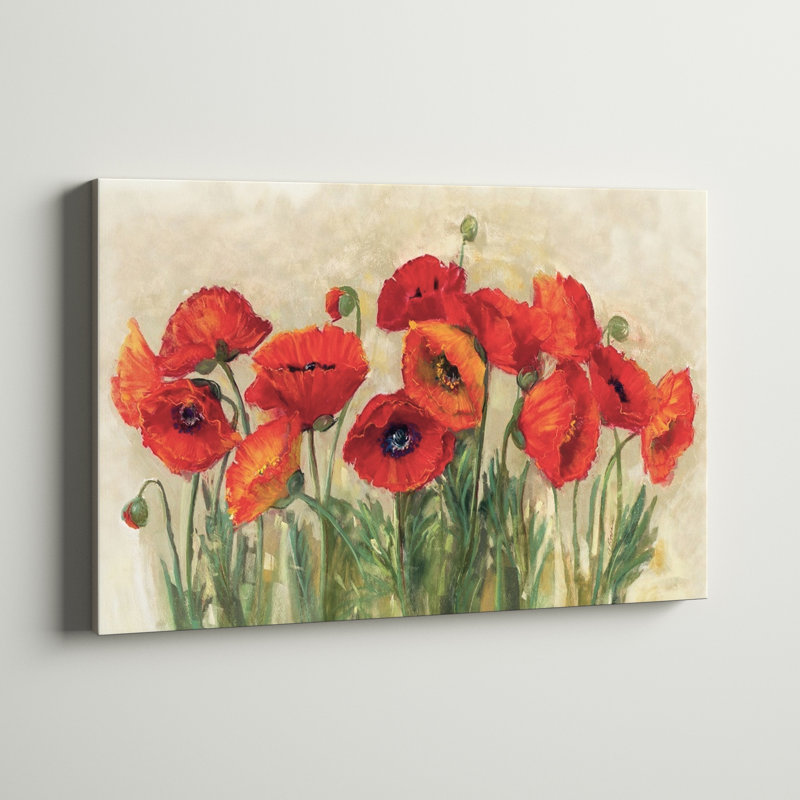 «Virant Poppies» - reproduction, H 12 po x l 18 po, Toile tendue, Sans cadre