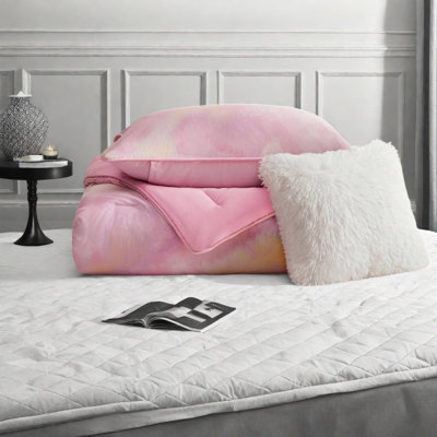 Modern Pink Bedding Sets Polyester Twin XL Tie Dye for Home Bedroom