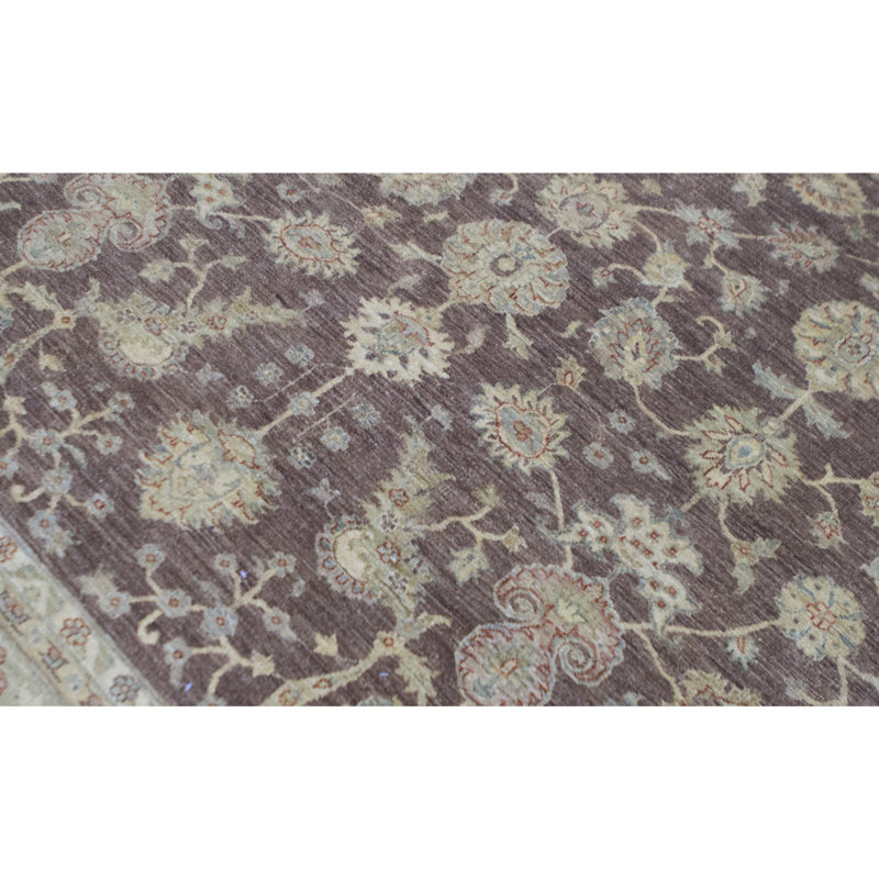 Tapis brun et vert de haute qualité noué à la main Ziegler