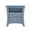 Table de chevet avec compartiment supérieur ouvert et 2 tiroirs, gris