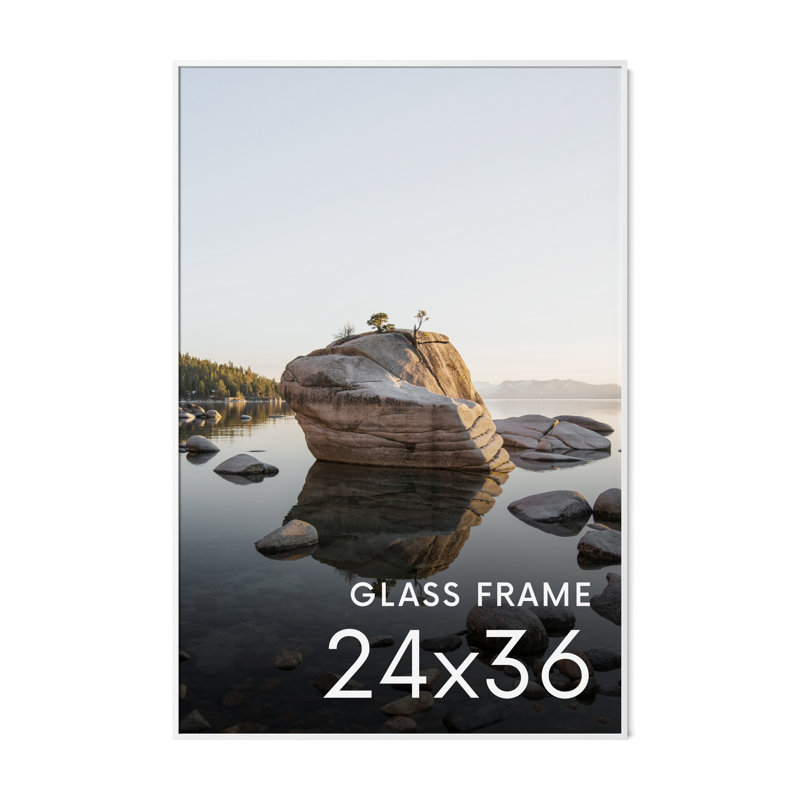 Cadre photo en métal avec verre, Blanc, L 24 po x H 36 po