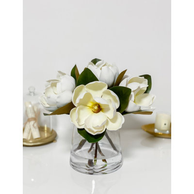 Premium REAL TOUCH White/Cream Magnolia Stems – Lifelike Faux Magnolia Flowers
