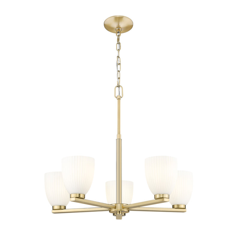 Lustre moderne Mateo, Doré, 5 lumières, H 21,25 po x l 25,25 po x P 25,25 po