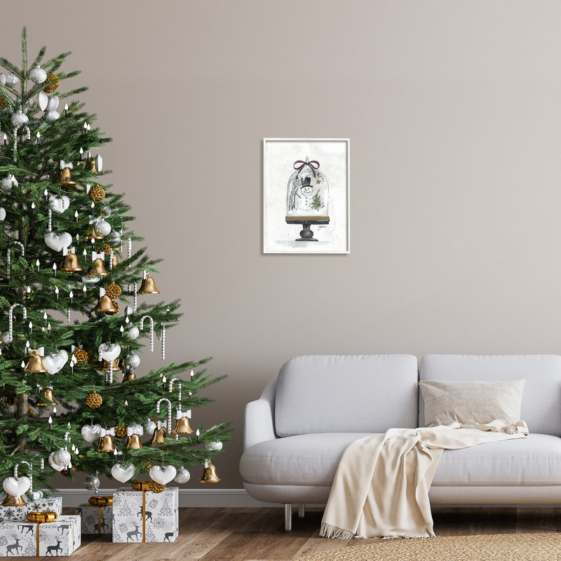 Snowman Winter Scenery, H 20 po x l 16 po x P 1,5 po, Giclée encadrée blanc bord de mer
