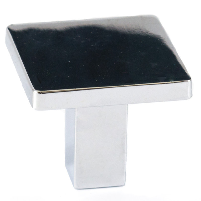 1" Length Square Knob, Polished Chrome