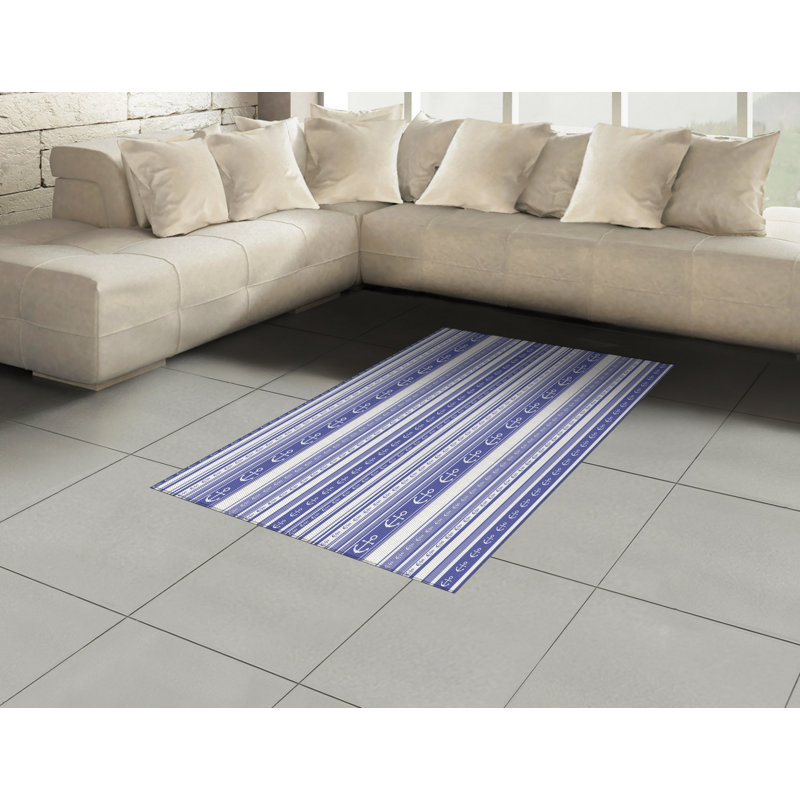 Striped High Density Long Fiber Poly Threads Decorative Area Rug Carpet, Rectangle 4' x 5'8"