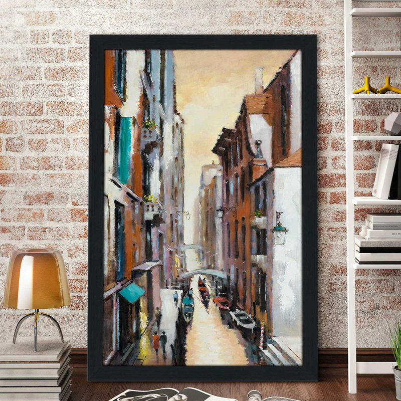 «Canal View II», reproduction de peinture acrylique, H 39,5 po x l 27,5 po x P 0,75 po, Cadre espresso