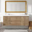 Meuble-lavabo double 59,3 po avec comptoir en bois franc, armoire en MDF, portes à fermeture en douceur, tiroirs divisés, meuble-lavabo mural moderne pour les grandes salles de bain