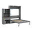 Grand lit escamotable encastré au mur de taille grand avec armoire de rangement, tablette à vin, support en verre, tiroirs et éclairage à DEL-881240823