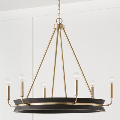 Finn 6 - Light Dimmable Wagon Wheel Chandelier