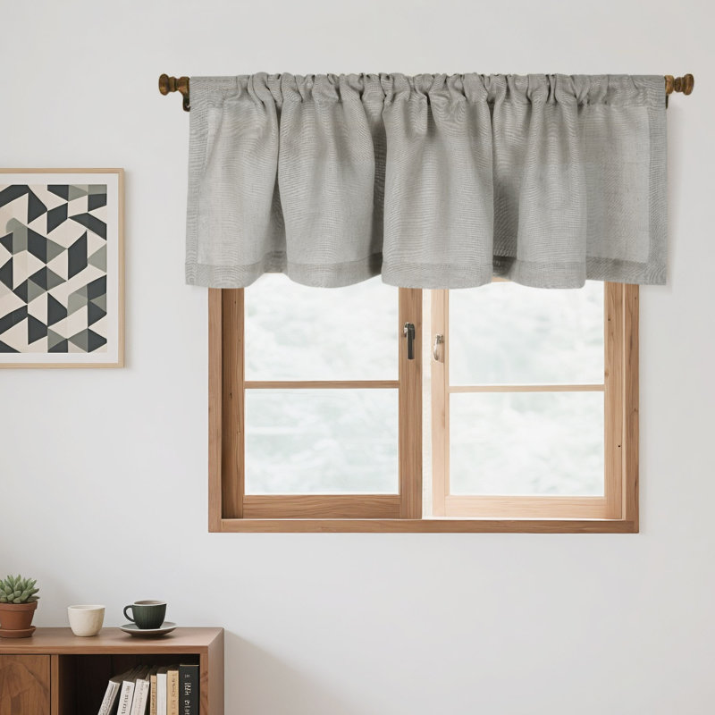 Cantonnière semi-diaphane avec passe-tringle, Gris