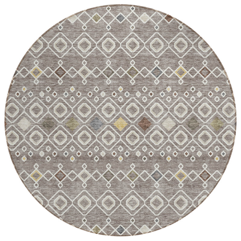 Aleighna Area Rug with Non-Slip Backing, Round 8'