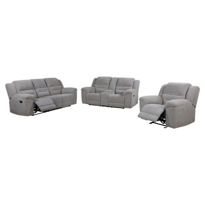 Ensemble de canapé inclinable 3 pièces en chenille gris