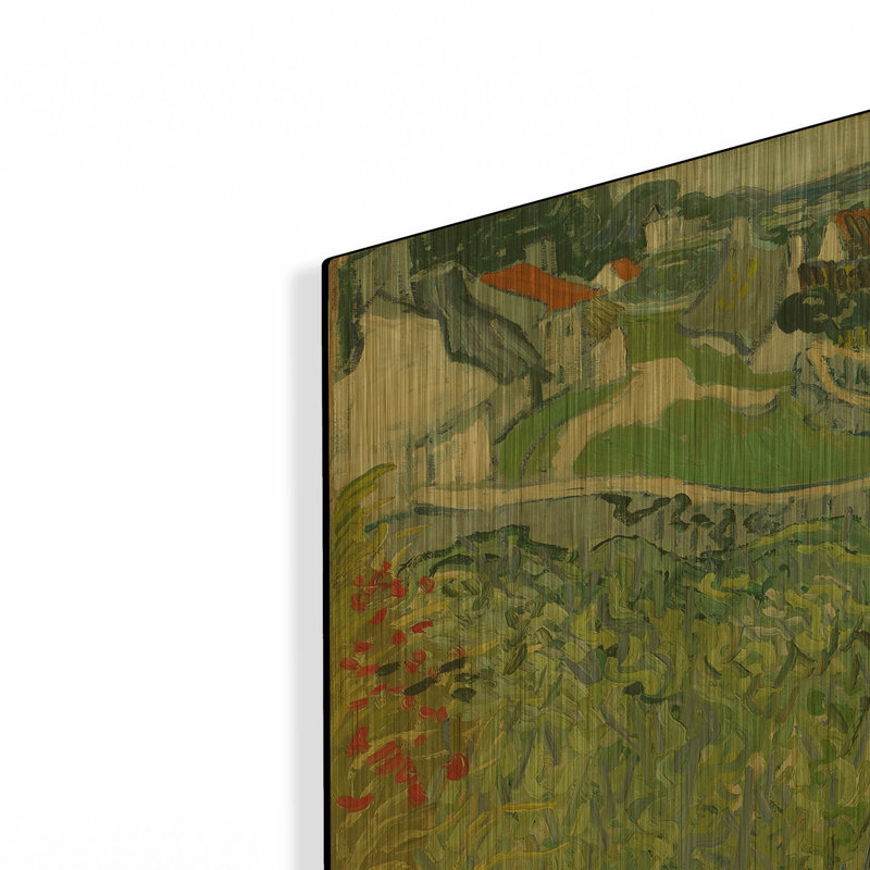 «Vineyard At Auvers» par Vincent Van Gogh, art mural en métal doré, 36 po x 24 po, 36 po x 24 po