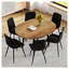 Ensemble de table de salle à manger moderne extensible avec 6 chaises en cuir de polyuréthane noir