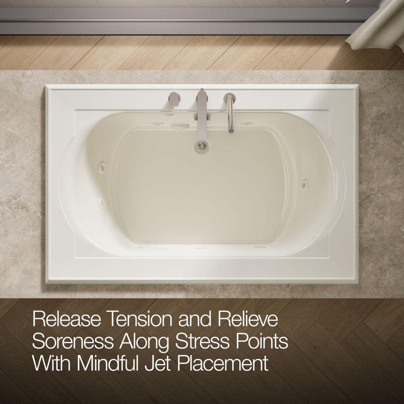 Memoirs 66'' x 42'' Drop In Whirlpool Acrylic Bathtub with Heater, Biscuit