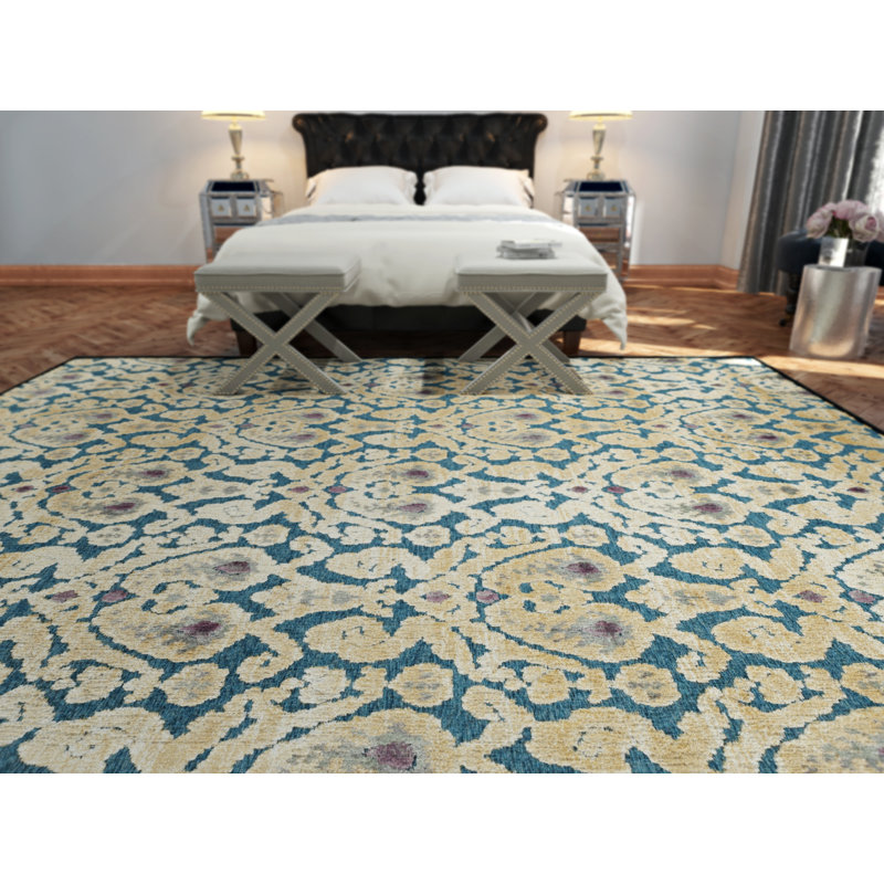 Tapis de anthracite/de surface bleu essence Saint-Michel, Rectangle 5 pi 3 po x 7 pi 6 po