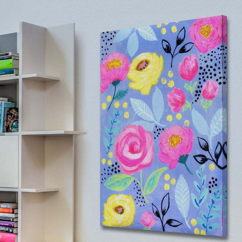 «Mixed Floral» par Jill Lambert, reproduction sur toile tendue, H 45 po x l 30 po x P 1,5 po