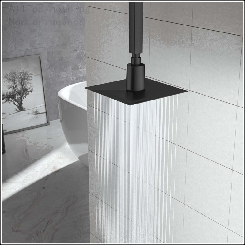 Pomme de douche à pluie carrée 8 po, pomme de douche au plafond en acier inoxydable 304 de conception ultra-mince, fixation murale / au plafond, noir
