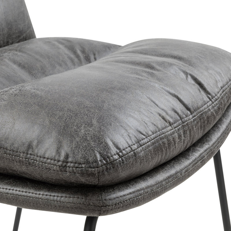 Ensemble de salle à manger 5 pièces Mid-Century rétro brun avec 4 chaises rembourrées grises et pieds en métal noir, BROWN