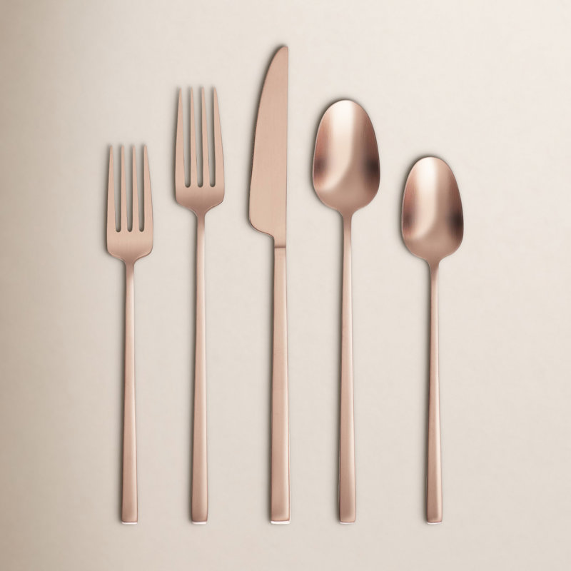 Loretta 20 Piece Flatware Set, Copper Satin