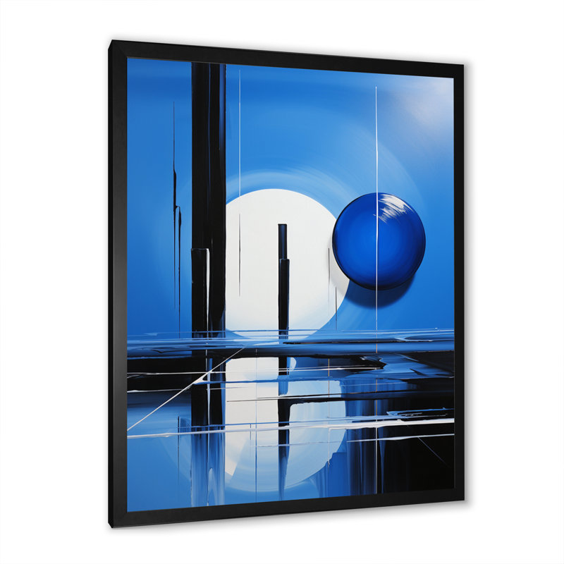 Pont Leother bleu, paysage moderne I - impression, H 44 po x l 34 po x P 1,5 po, Cadre photo noir