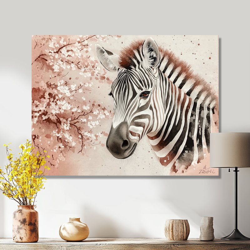 Zebra Tranquility Expression - impression murale zébrée, H 24 po x l 32 po, Toile tendue, Ne s’applique pas