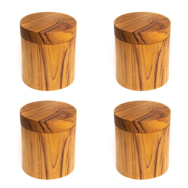 Teak Wood Spice Containers - Durable, Artisan-Made